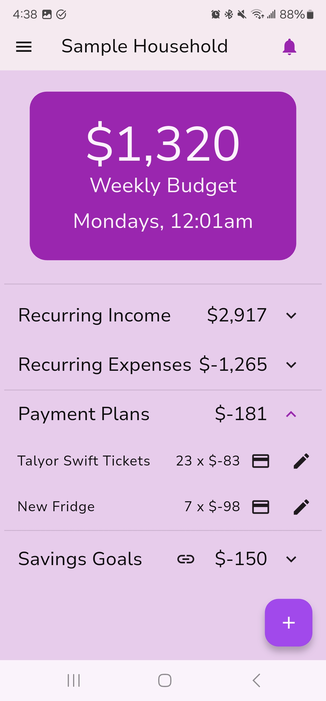 Weekly Budget Screen
