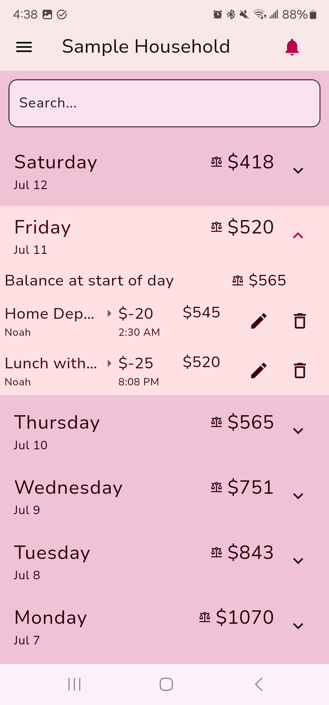 Balance Screen